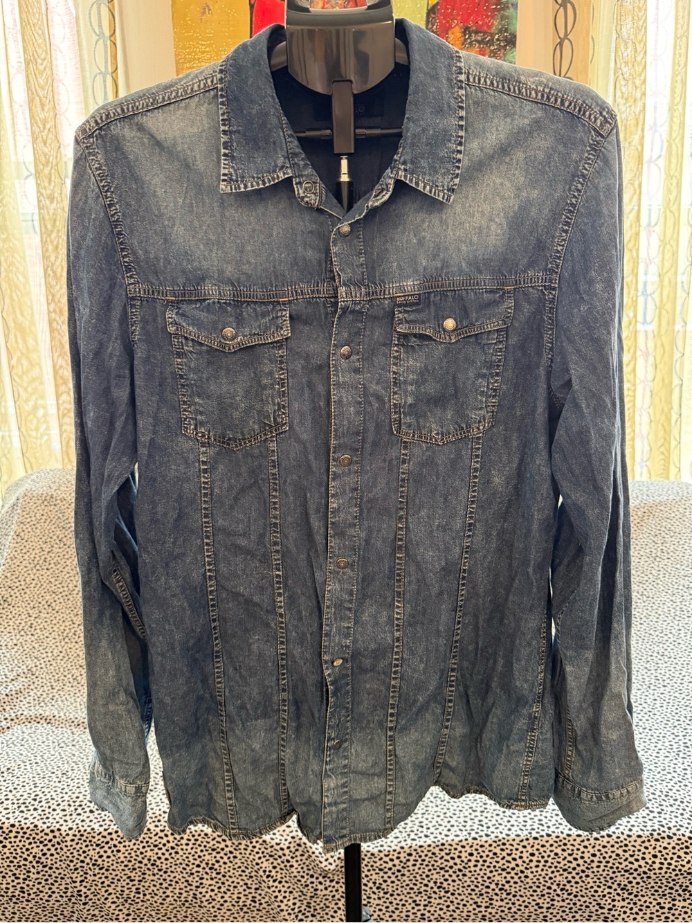 Buffalo David Bitton Men's Washed Blue Denim Shirt Jacket